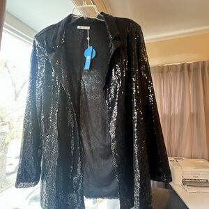 Cupshe Black Sequin Blazer XL New NWT